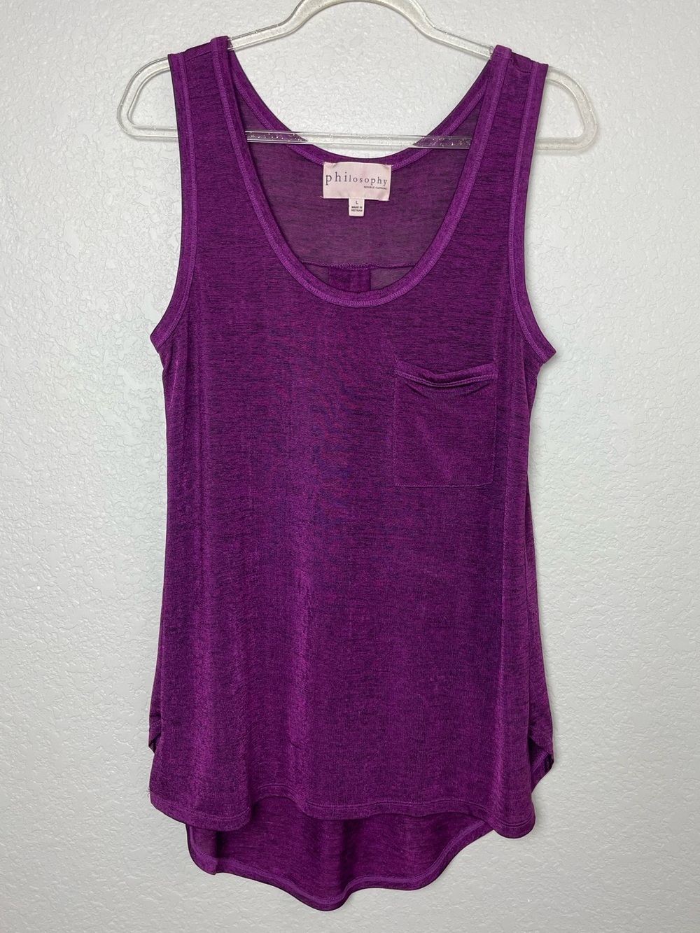 philosophy Purple Scoop Neck Tank with Pocket Size L
